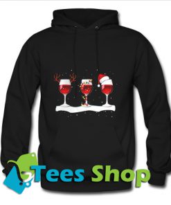 Three wine glasses with Christmas Hoodie