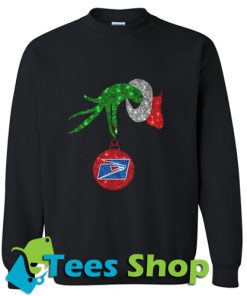 Grinch Hand Ornament US Postal Service Christmas Sweatshirt