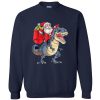 Santa Riding Dinosaur T rex Sweatshirt