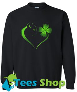 Cat Irish Four leaf clover heart Sweatshirt_SM1