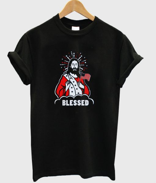 Blessed Jesus Christian American Flag USA