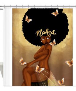 Afro Hair Fashion Girl Have A Bath Naked Shower Curtain AT
