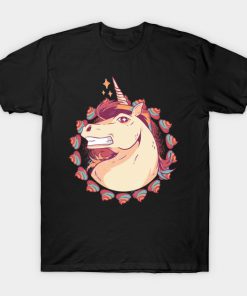 Colored Unicorn with Mullet Styled Hair T-Shirt AT