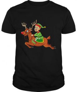 Elf Riding Reindeer TShirt SN