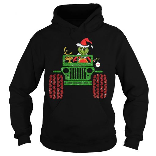 Grinch And Max Driving Jeep Christmas Hoodie SN