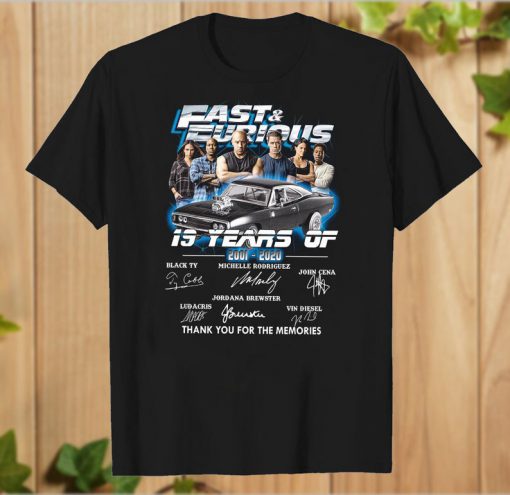 Fast and Furious 2001 2020 10 Movies Signature Thank You T-Shirt PU27