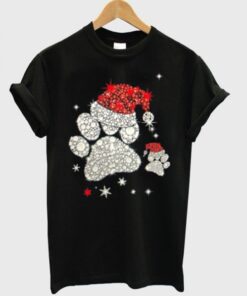 Dog Footprint Santa Hat T-Shirt