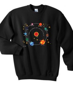 planets solar system and satrs sweatshirt