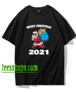 Merry Christmas 2021 Santa Claus Vaccinated Xmas Lights T-Shirt XX