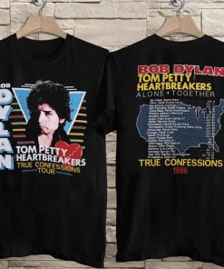 Vintage 1986 Bob Dylan Tom Petty Heartbreakers Alone + Together True Confessions Tour T-Shirt AA