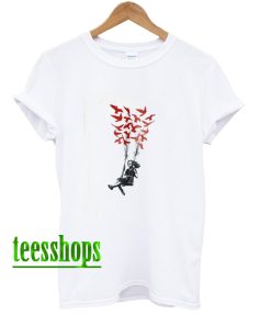 Kid Girl Swing Bird Freedom Balloon Banksy Street Art T-Shirt AA