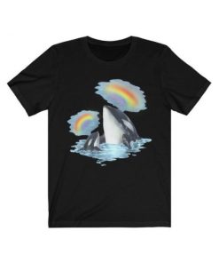 Mother Baby Calf Orca Killer Whale Rainbow T-Shirt AA