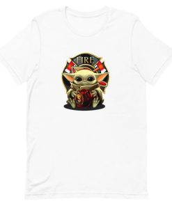 Baby Yoda hug Fire Firefighter Short-Sleeve Unisex T-Shirt AA