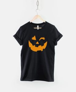 Halloween Girls Winking Pumpkin Face Shirt AA