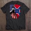 Confederate Flag Behind American Flag T-SHIRT AA