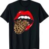 Red Lips Leopard Tongue Animal Print Trendy Design Guepard T-Shirt AA