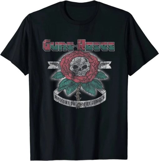 guns n' roses official 1987 welcome to the jungle t shirt t shirt AA