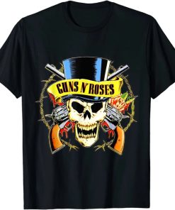 guns n' roses official top hat skull t shirt AA