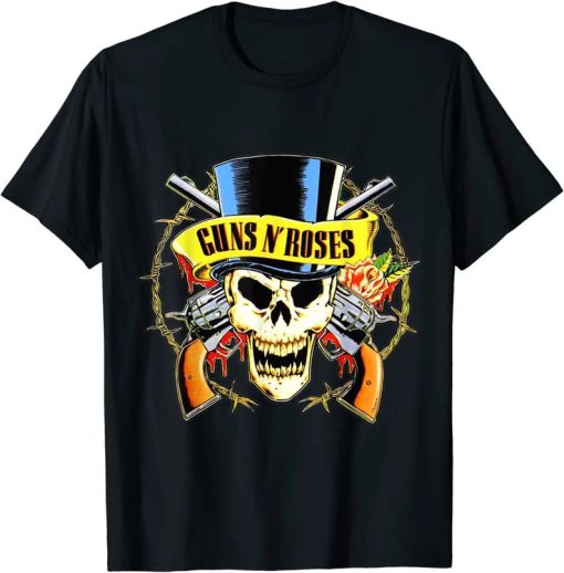 guns n' roses official top hat skull t shirt AA