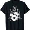 punk rockstar kitten kitty cat drummer playing drums graphic t shirt AA