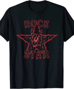 Rock T Shirt Star Rock On Sign Band Hand Horns Vintage Shirt AA