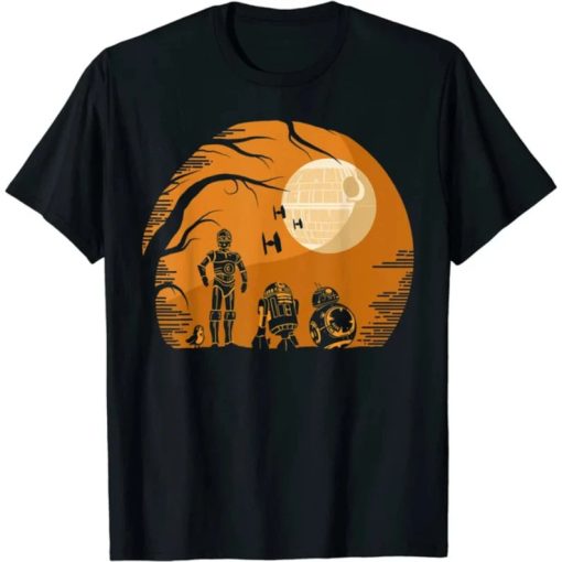 Star Wars Droids Halloween Orange Hue Death Star Portrait T-Shirt AA