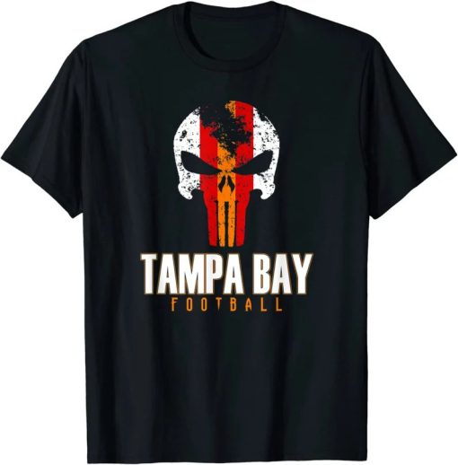 Tampa Bay Varsity Style Retro Football Skull T-Shirt AA