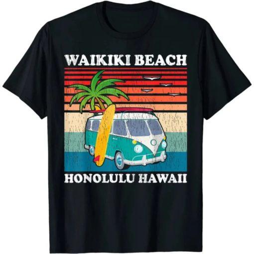 Vintage Family Vacation Retro Honolulu Hawaii Waikiki Beach T-Shirt AA