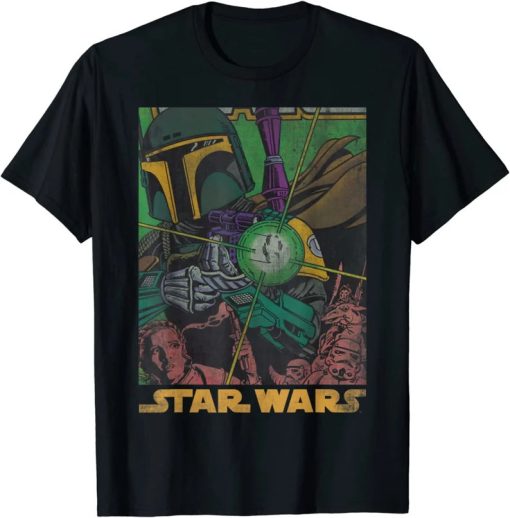 star wars boba fett vintage comic book t shirt AA