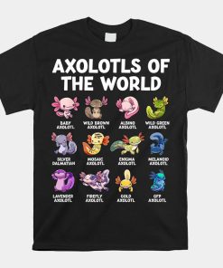 Axolotls Of The World Kawaii Types Of Axolotl Fish Amphibian Shirt