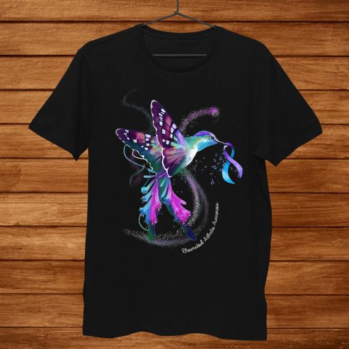 Hummingbird Holding Ribbon Rheumatoid Arthritis Awareness Shirt AA