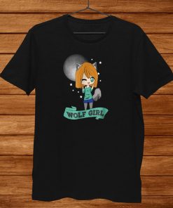 Kawaii Cute Wolf Girl Shirt Anime Chibi Full Moon Shirt AA