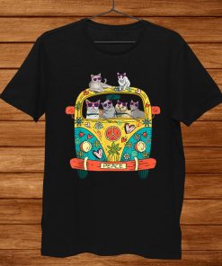 Peace Sign Hippie Van Cat Lovers Gift Idea Shirt AA