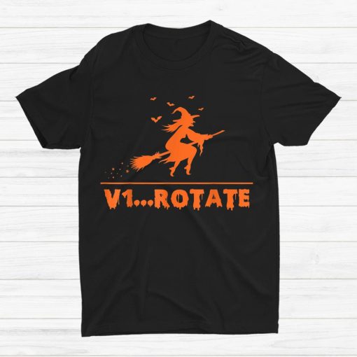 Witch Pilot Taking Off Broom V1 Rotate Shirt