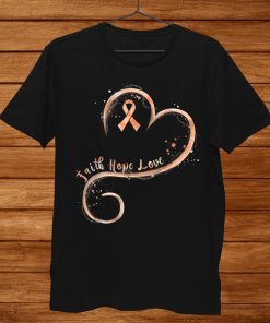 Faith Hope Love Peach Ribbon Endometrial Cancer Awareness Shirt AA