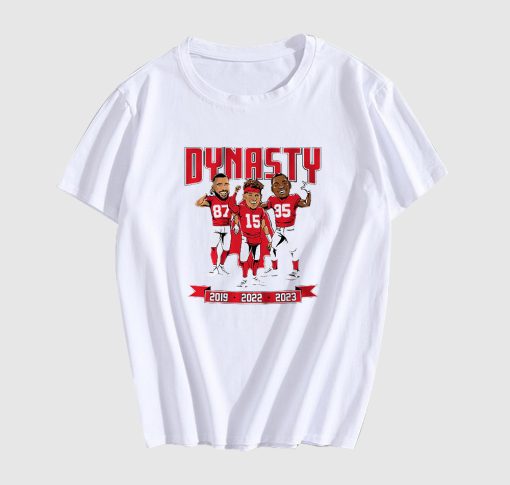 CHIEFS 2023 WORLD CHAMPS DYNASTY CARICATURES T SHIRT