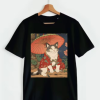 Adorable Geisha Cat With Parasol T-shirt AL