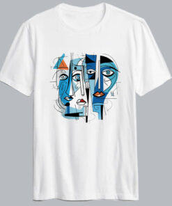 Blue Cubist Modern Art T shirt